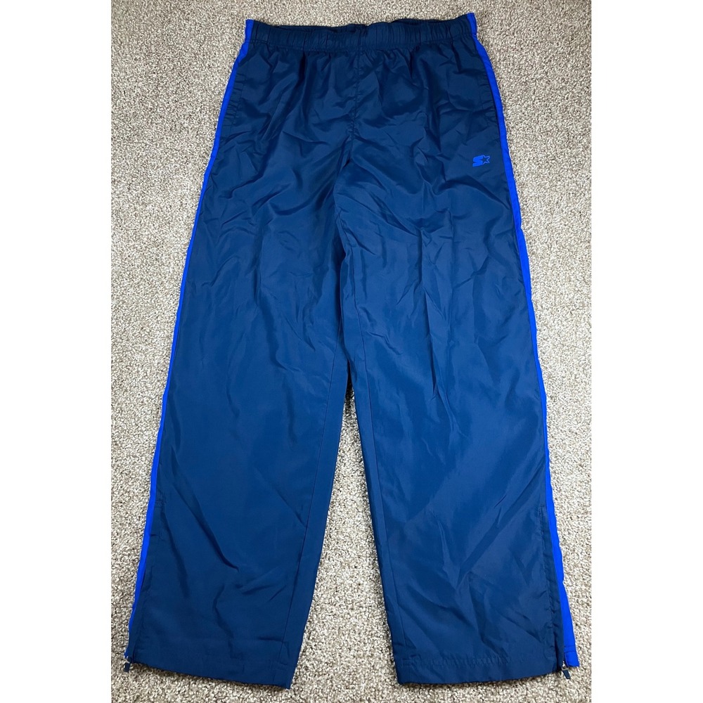 Starter Mens Windbreaker Track Pants Blue Zipper Cuffs Size Medium Vintage Baggy